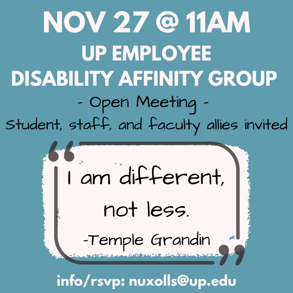 Instagram graphic about open meeting 11-27 and quote from Temple Grandin
