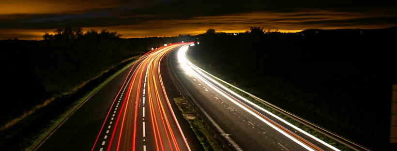 Highway with lights in extended frame