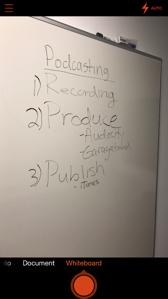 using the Office Lens app to capture the text on the whiteboard