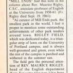 Alumni Bulletin article, 20 Years Ago Rigley Field.