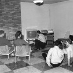 Watching TV in Villa Maria Hall Lounge, 1957