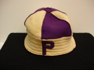 purple and white wool beanie cap