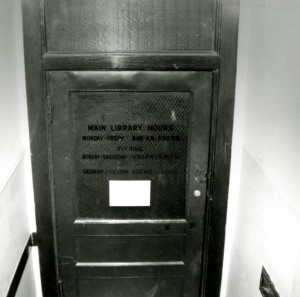 Christie Library entrance door, 1958