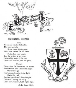 Columbia Prep Fight Song by Fr. George Dum, C.S.C., 1948 (click to enlarge photo)