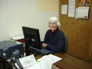 Martha at the Computer, December 2006 (University Archives -- Click to enlarge photo)