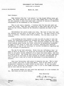 Fr. Mehling letter to alumni, March 18, 1949 (University Archives, BG81x4, file 7, document 109)