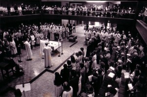 Dedication of Chapel of Christ the Teacher, October 5, 1986 (University Archives, click to enlarge photo)
