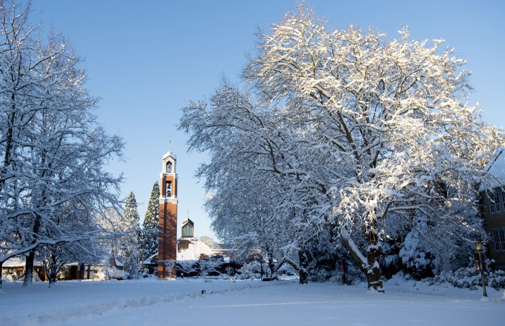 Decorative image of snow on UP campus.