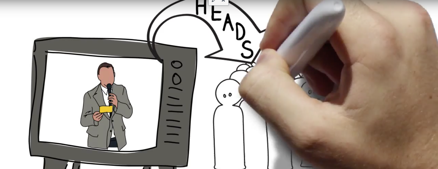 close up of a hand animating on a whiteboard
